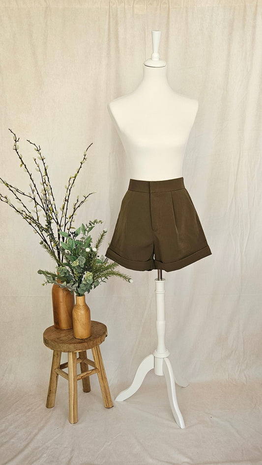 High-Waisted Tailored Shorts with Hem